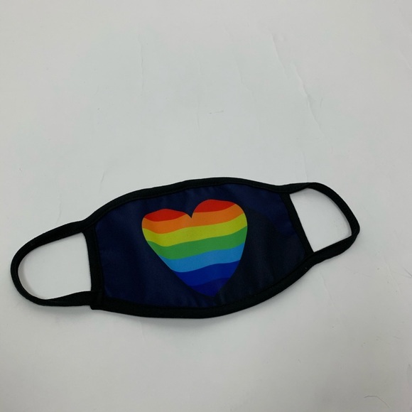 Rainbow Heart LGBT Pride Cloth Face Mask Covering - Picture 9 of 10